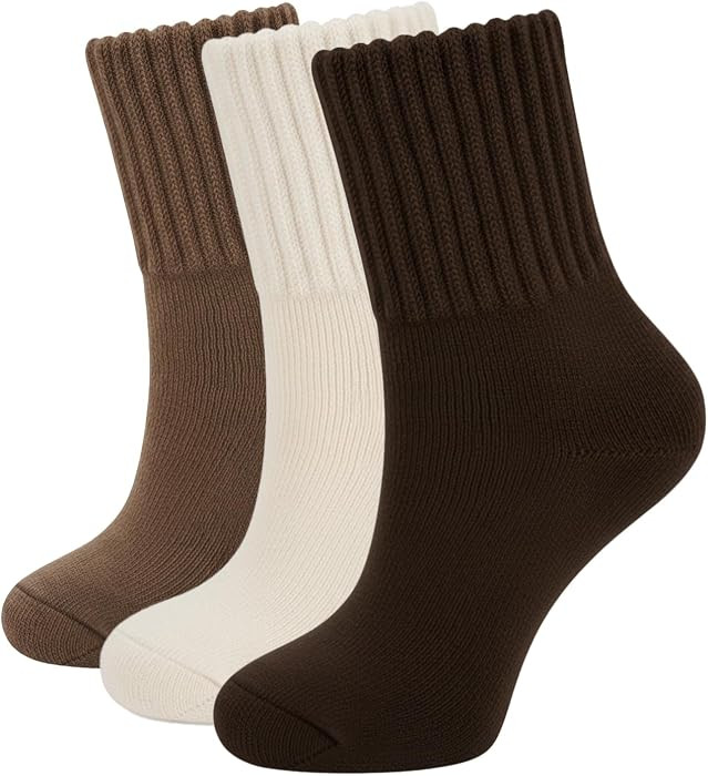 ACCFOD Womens Warm Boot Socks Cozy Thick Cotton Crew Socks for Fall Winter | Amazon (US)