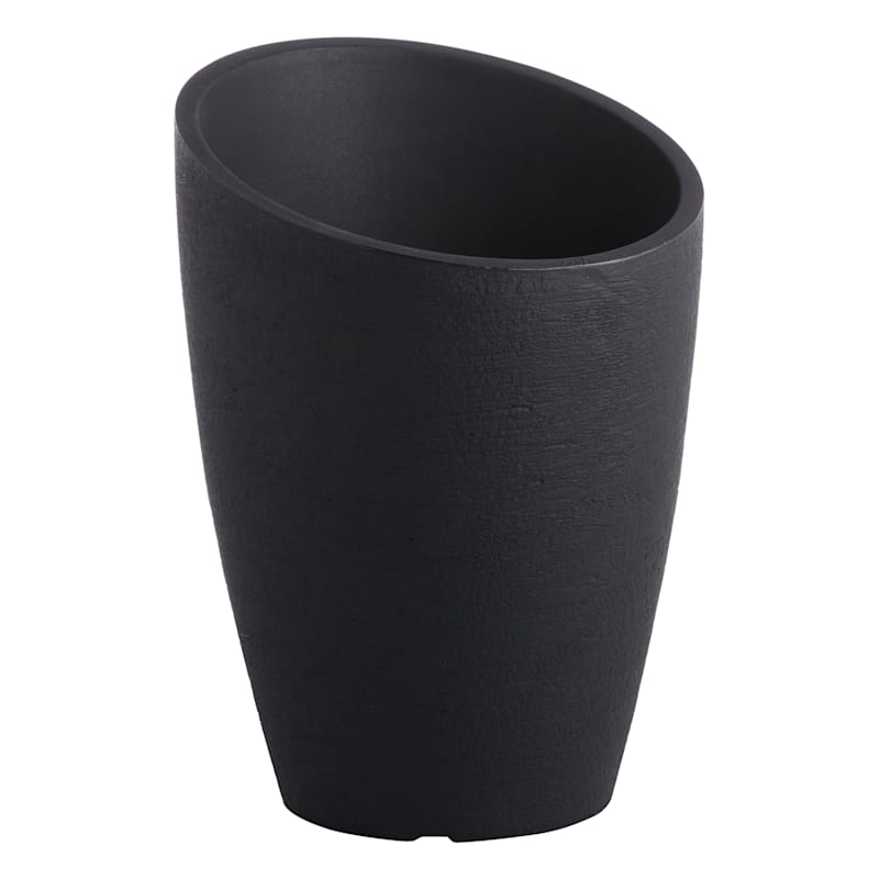 All-Weather Lead Black Modern Angled Planter, 27" | At Home
