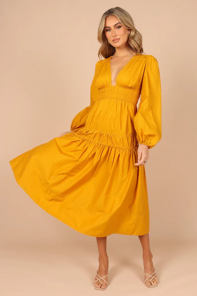 Dani Long Sleeve Maxi Dress - Mustard | Petal & Pup (US)