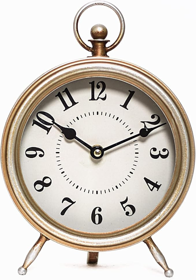 EMAX HOME Vintage Table Clock on Stand, Decorative Desk and Shelf Clock Rustic Mantel Clock Non-T... | Amazon (US)