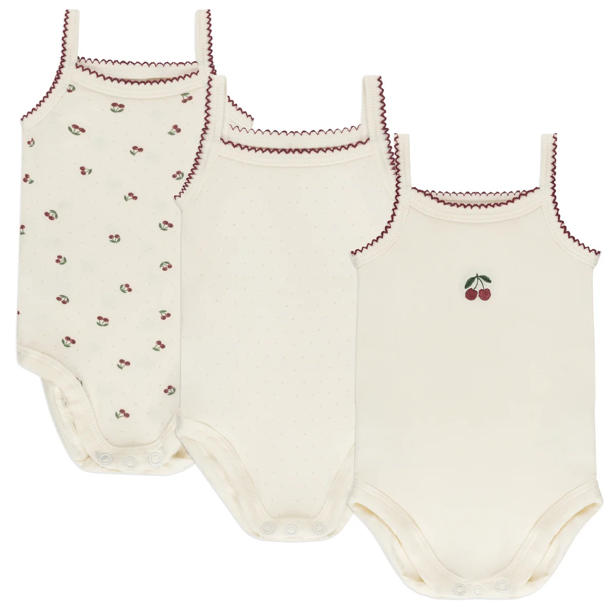 3 Pack breathable Cherry Print Baby Undershirts | Ely's & Co.