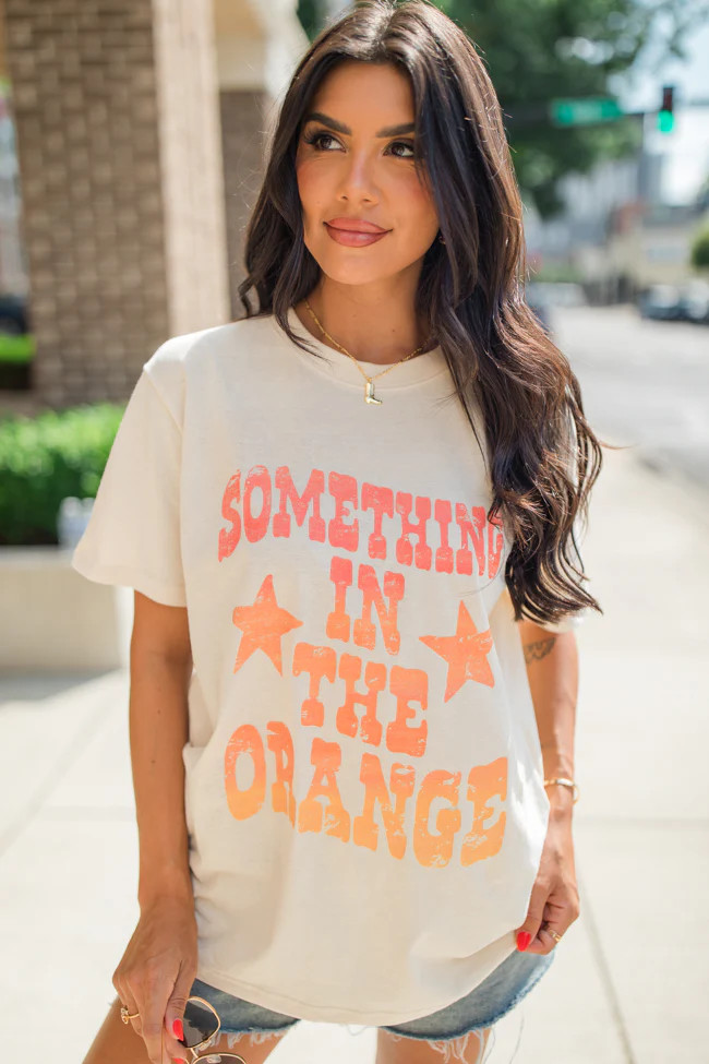 Something In The Orange Ivory Oversized Graphic Tee | Pink Lily