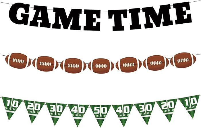 Game Time Football Banner - 3Pcs Pre-Strung Football Garland Bunting for Teenagers Boys Kids Men ... | Amazon (US)