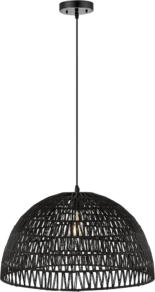 JONATHAN Y JYL6504C Campana 20" 1-Light Bohemian Modern Woven Rattan/Iron LED Pendant Farmhouse C... | Amazon (US)