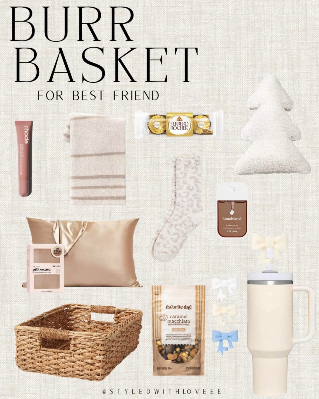 Make a burr basket for your bestie! Gift basket, Christmas gift idea, Christmas gift guide, holiday gift idea, gingerbread man pillow, Stanley X elf tumbler, Christmas candle, Christmas mug, skims Christmas socks, skims holiday socks #LTKVideo, Christmas 

 

#LTKCyberWeek #LTKGiftGuide #LTKHoliday