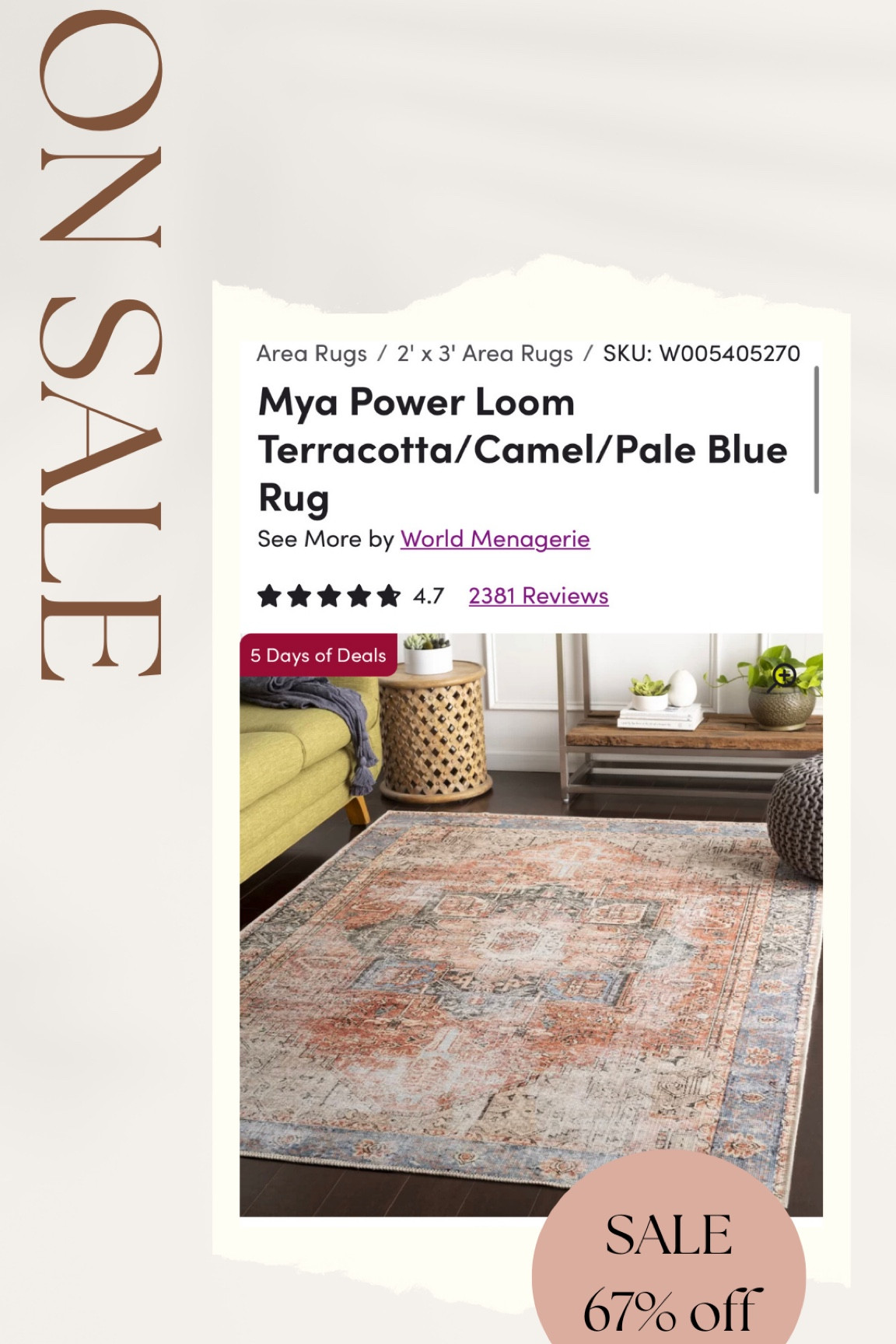 I am loving this bohemian styled rug we got for our living room! Terracotta/camel/pale blue colored area rug on sale! 

#LTKsalealert #LTKhome #LTKunder100