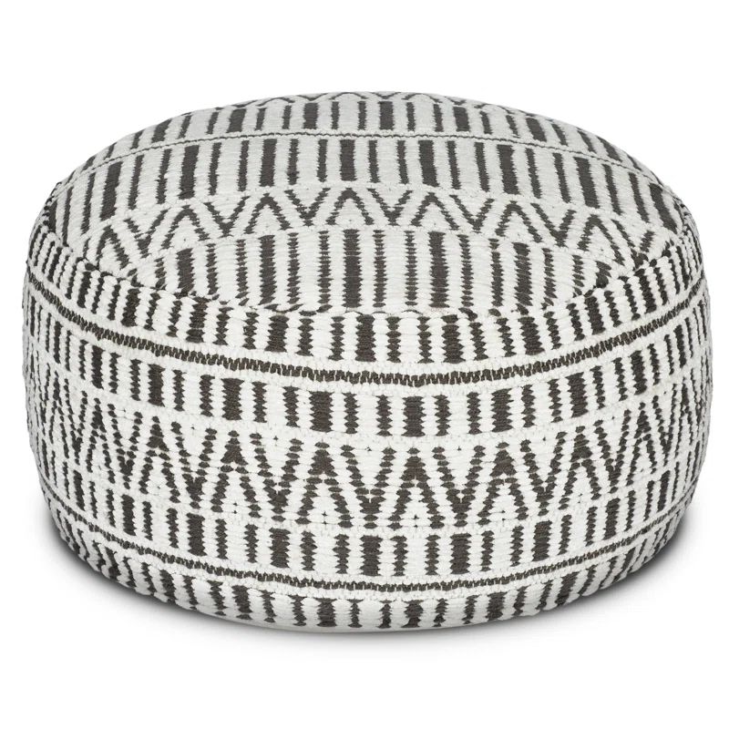 Padang Sidempuan 30" Wide Round Geometric Pouf Ottoman | Wayfair North America