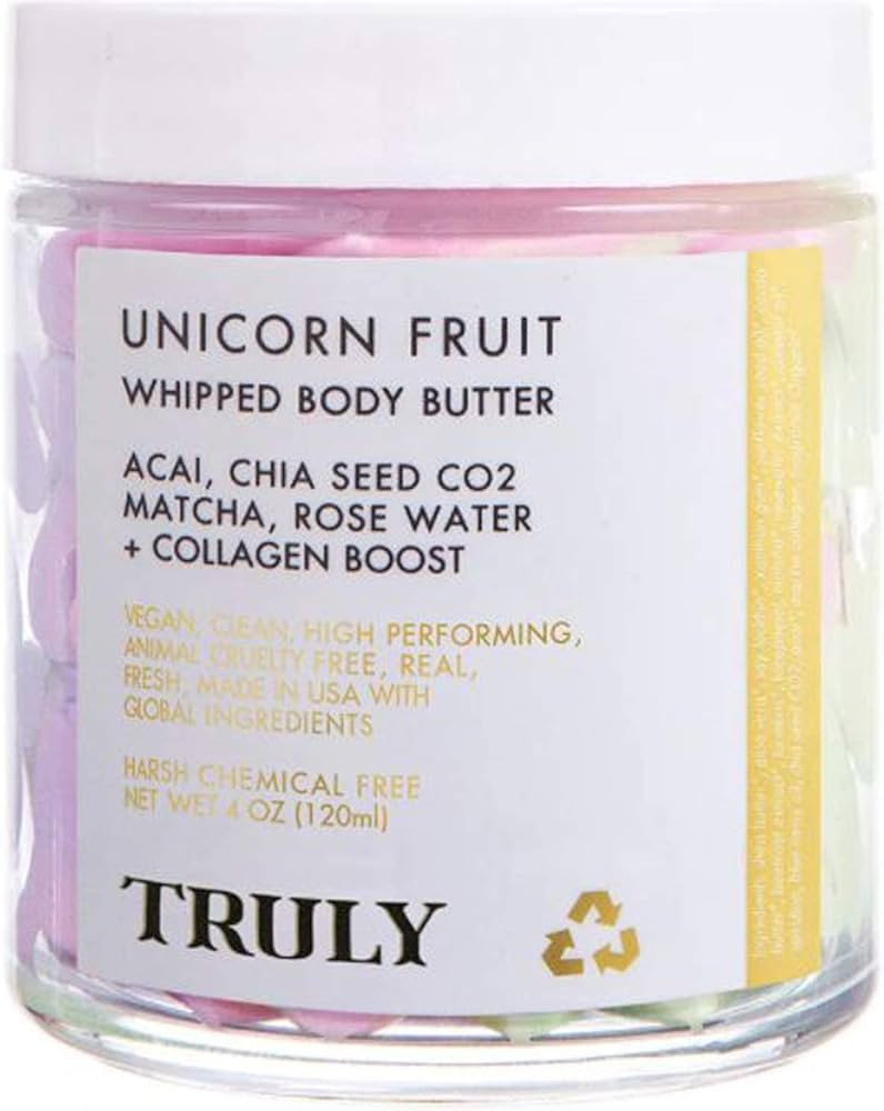 Truly Unicorn Fruit Whipped Body Butter 4 Oz! Infused with Matcha, Acaii, Chia, Rose And Collagen... | Amazon (US)