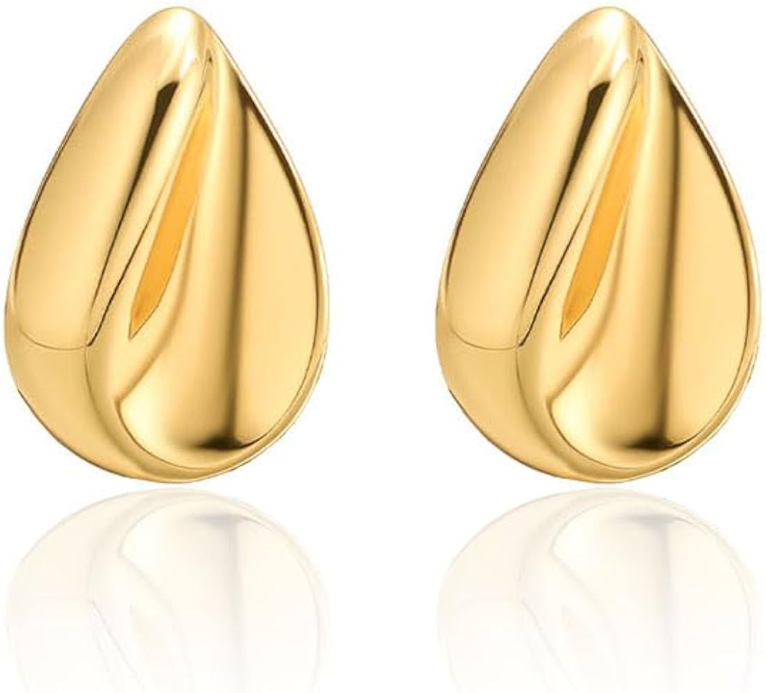chunky gold bracelets and pearl drop earrings-trendy gold hoop earrings for women | Amazon (US)