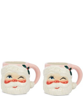 Southern Living Sweet Christmas Collection Santa Mugs Set of 2 - Pink | Dillard's