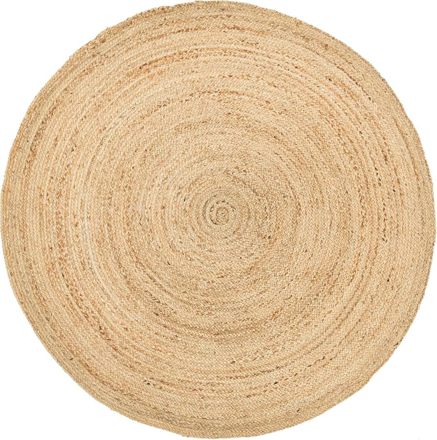 Amazon.com: HOMEMONDE Handwoven Jute Area Rug - 4 feet Round Natural Yarn Loom Braided Rug - Eco-... | Amazon (US)