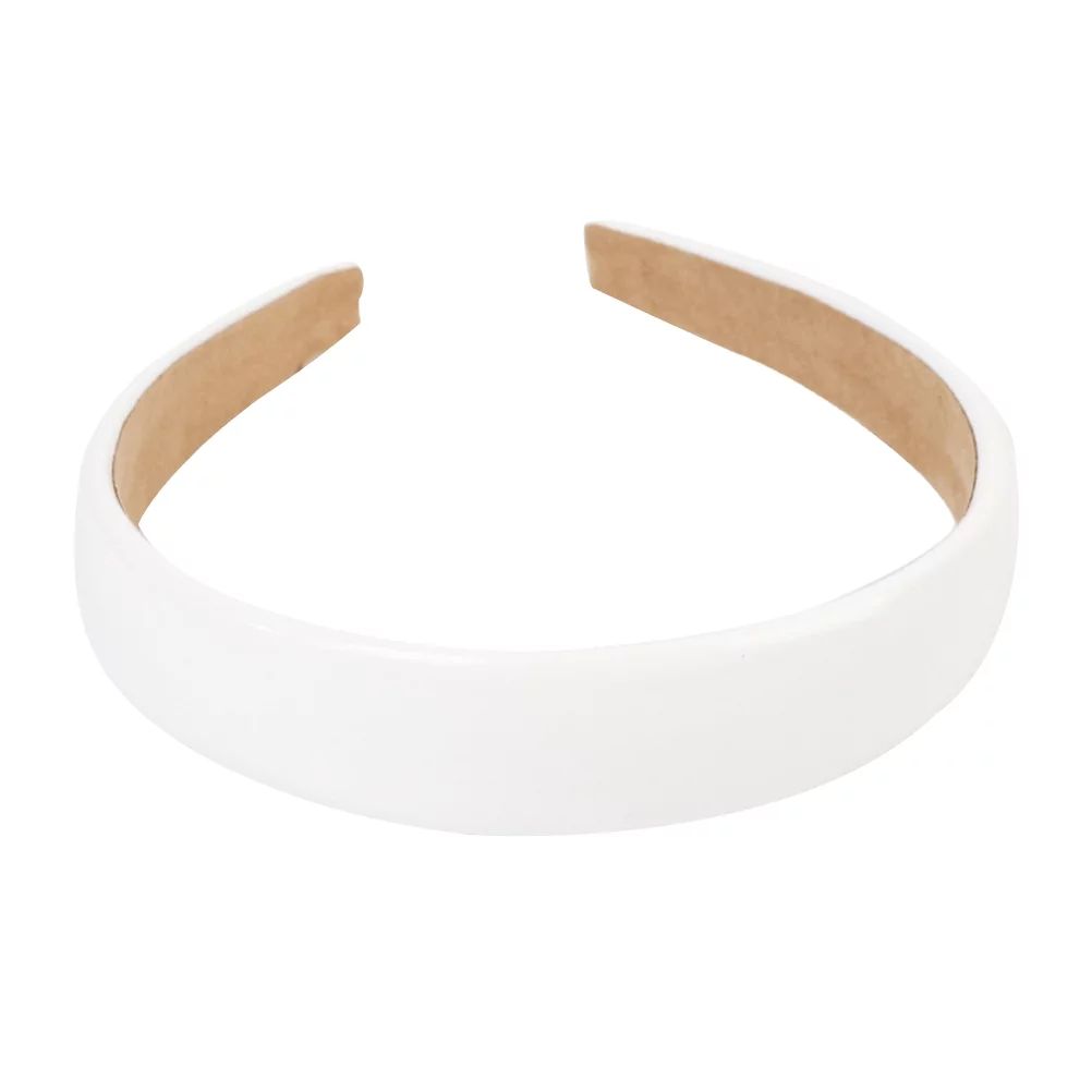 Solid Color Wide-brimmed Headbands Non-slip PU Leather Hair Band Hair for Women (White) | Walmart (US)