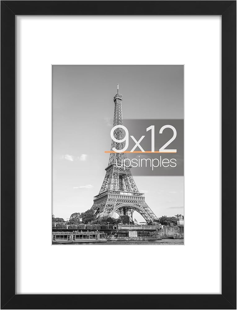 upsimples 9x12 Picture Frame, Display Pictures 6x8 with Mat or 9x12 Without Mat, Wall Hanging Pho... | Amazon (US)