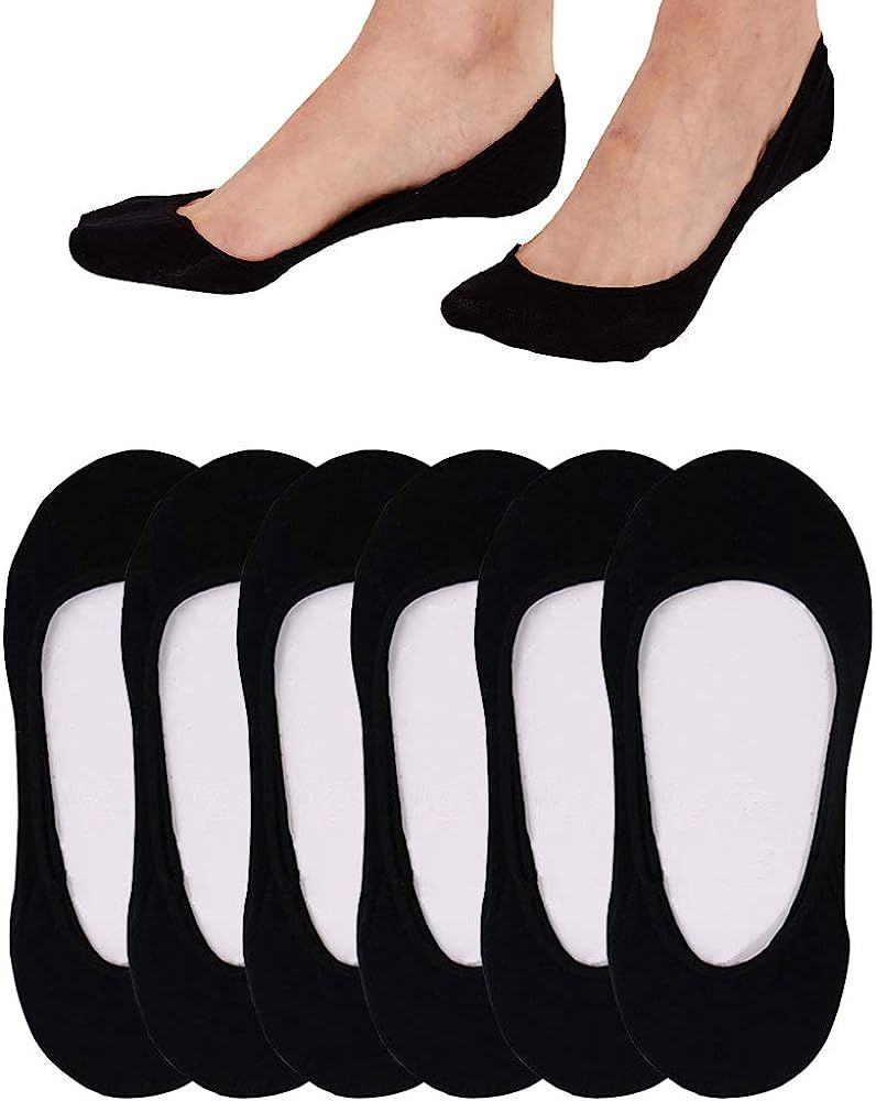 4 to 8 Pack Ultra Low Cut No Show Socks Women Invisible for Flats and Dress Shoes Liner Socks wit... | Amazon (US)