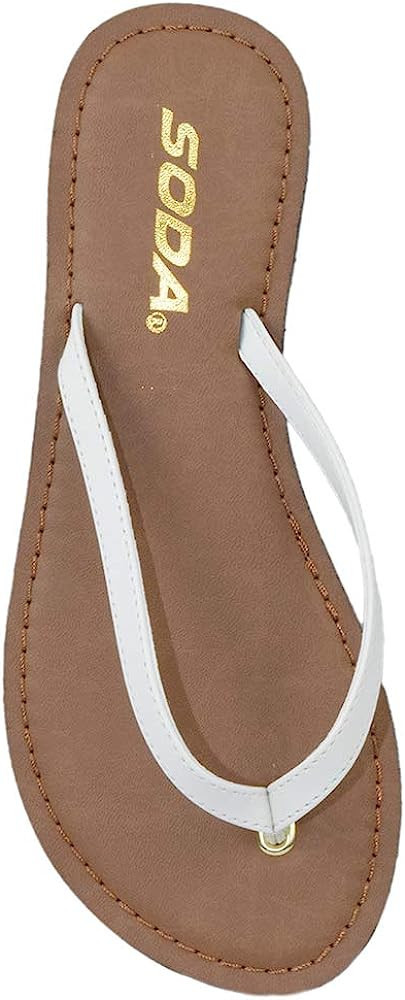 Soda Shoes Women Flip Flops Basic Plain Sandals Strap Casual Beach Thongs FELER | Amazon (US)