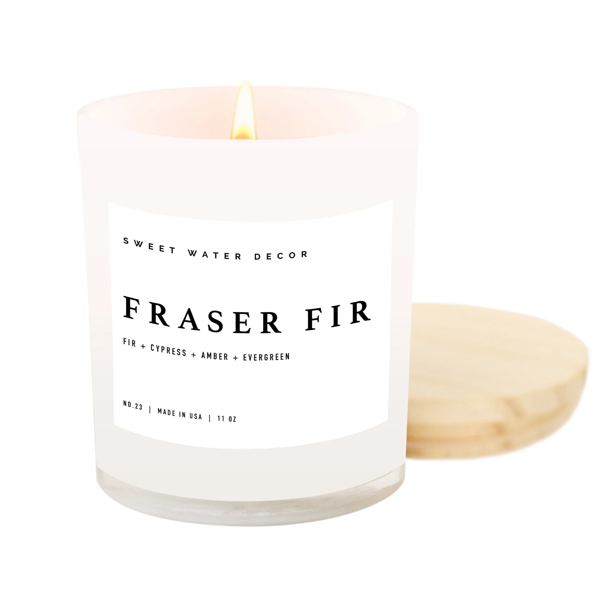 Fraser Fir Soy Candle - White Jar - 11 oz | Sweet Water Decor, LLC