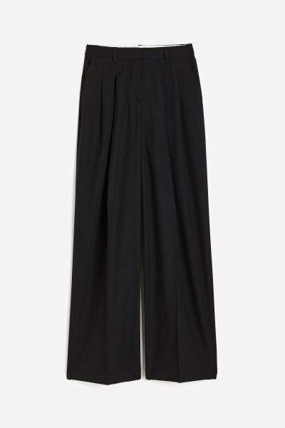 Wide wool-blend trousers - Black - Ladies | H&M GB | H&M (UK, MY, IN, SG, PH, TW, HK)