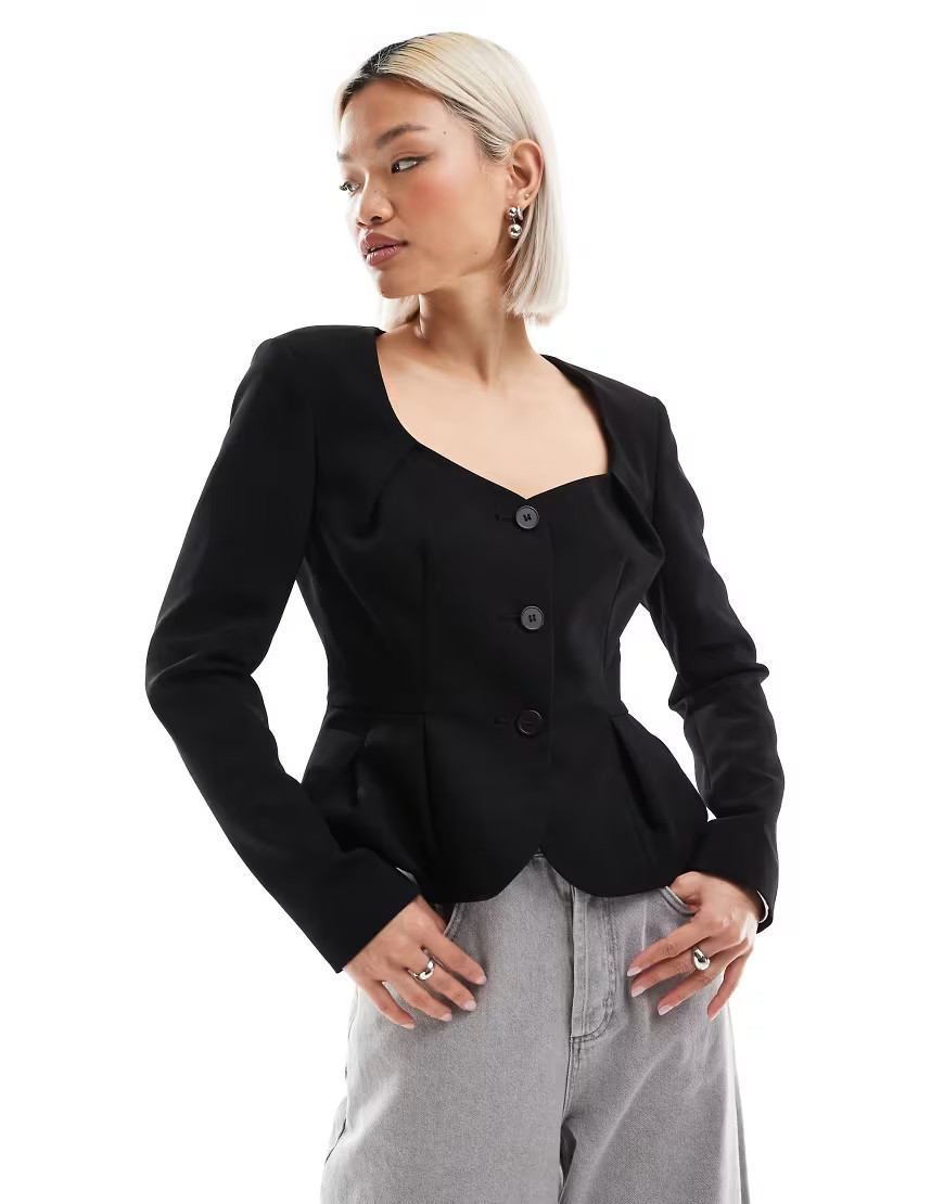 ASOS DESIGN peplum blazer in black | ASOS (Global)