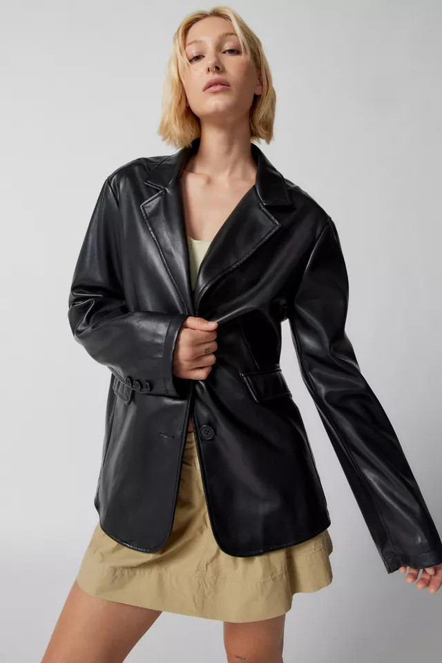 UO Jules Faux Leather Blazer | Urban Outfitters (US and RoW)