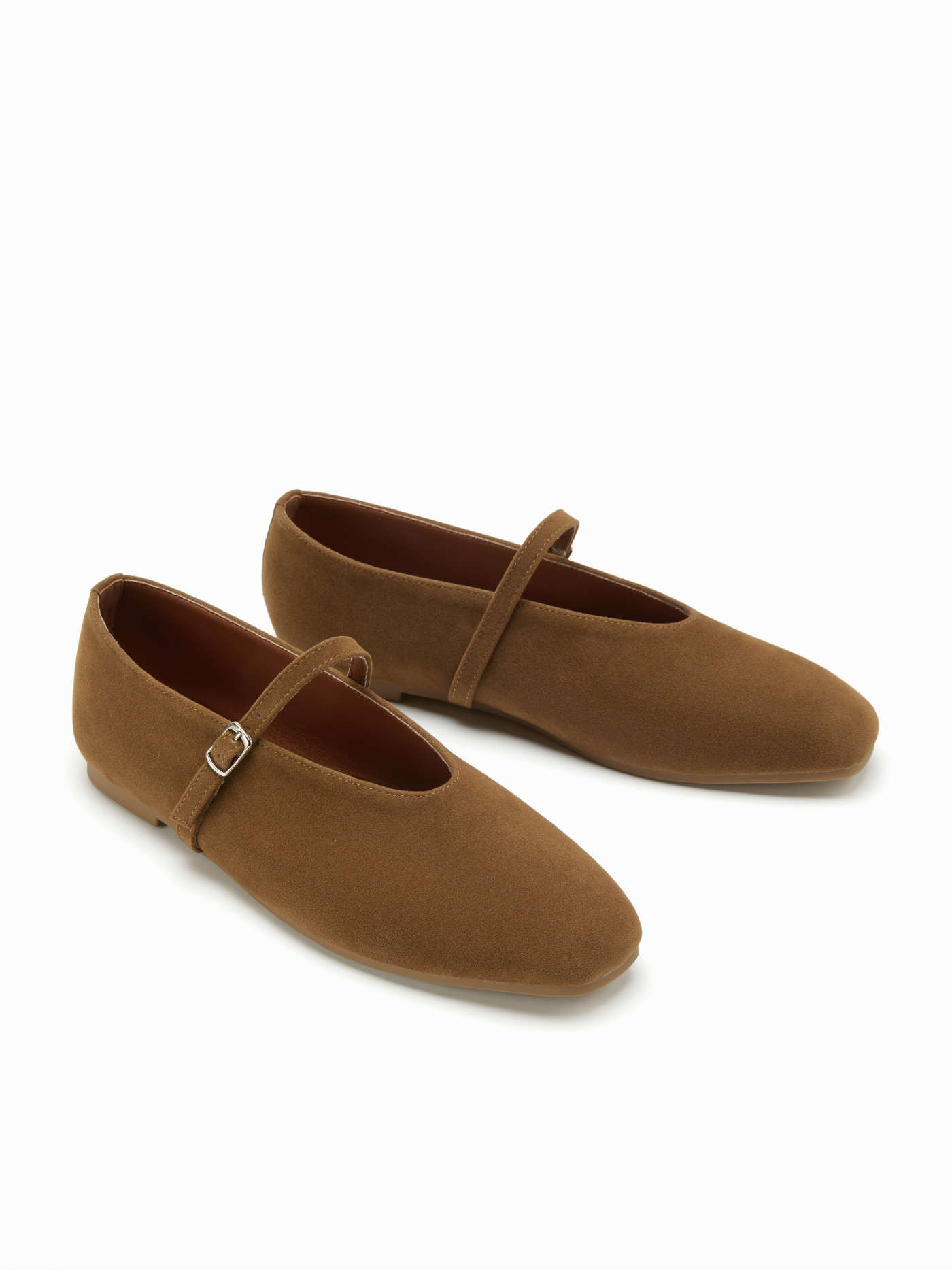 FAUX SUEDE MARY JANE FLATS For Daily Casual Date Coffee Shop Work | Cider