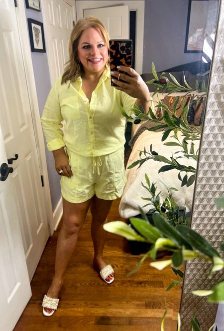 Yellow is my favorite color 💛
However, if it’s not your favorite color, you are in luck. This adorable linen set comes in 9 other colors and prints. If you are going anywhere fabulous for vacation, you’ll want to grab this set. It’s light weight and breathable. Where it’s linen, it will be easily packed.
Vacation outfits , resort wear, spring outfits, sandals, matching set, Target,affordable outfits 

#LTKSeasonal #LTKfindsunder50 #LTKshoecrush