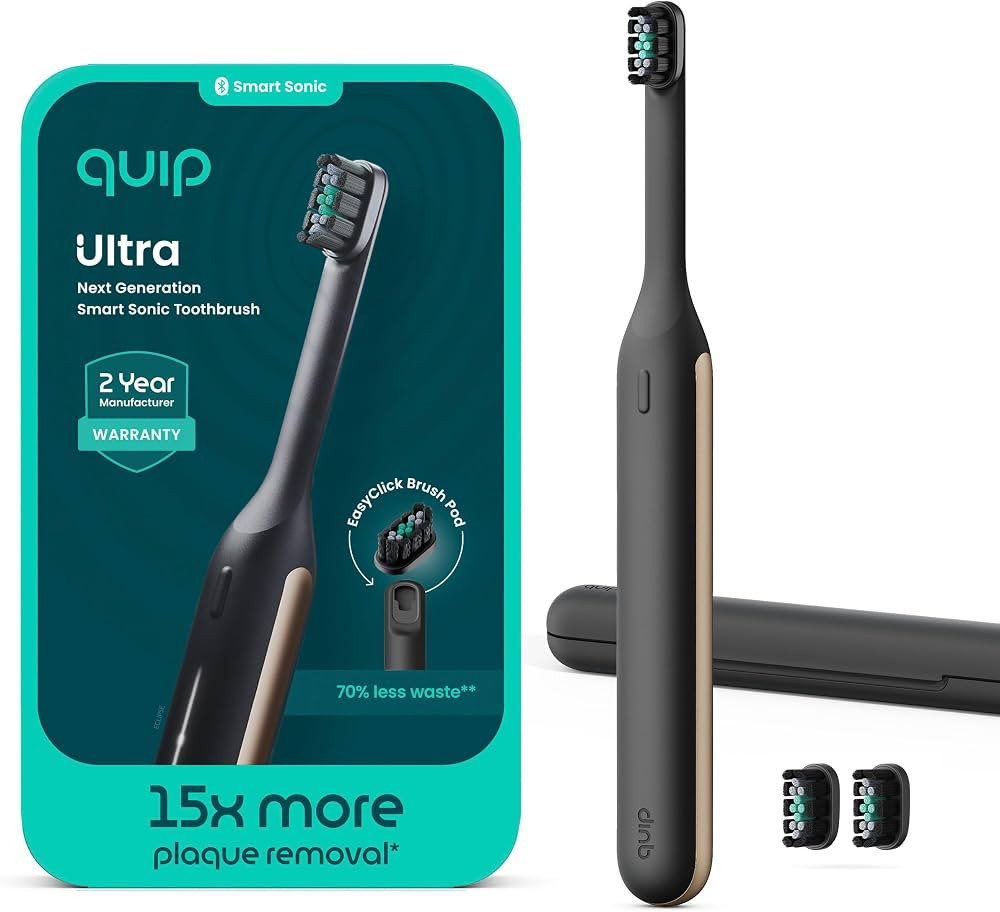 Quip Ultra Next Generation Smart Toothbrush - Timed Electric Toothbrush with Case - Replaceable B... | Amazon (US)