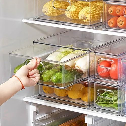 LALASTAR Fridge Drawers, 3-Pack Clear Stackable Pull Out Refrigerator Organizer Bins, Food Storag... | Amazon (US)