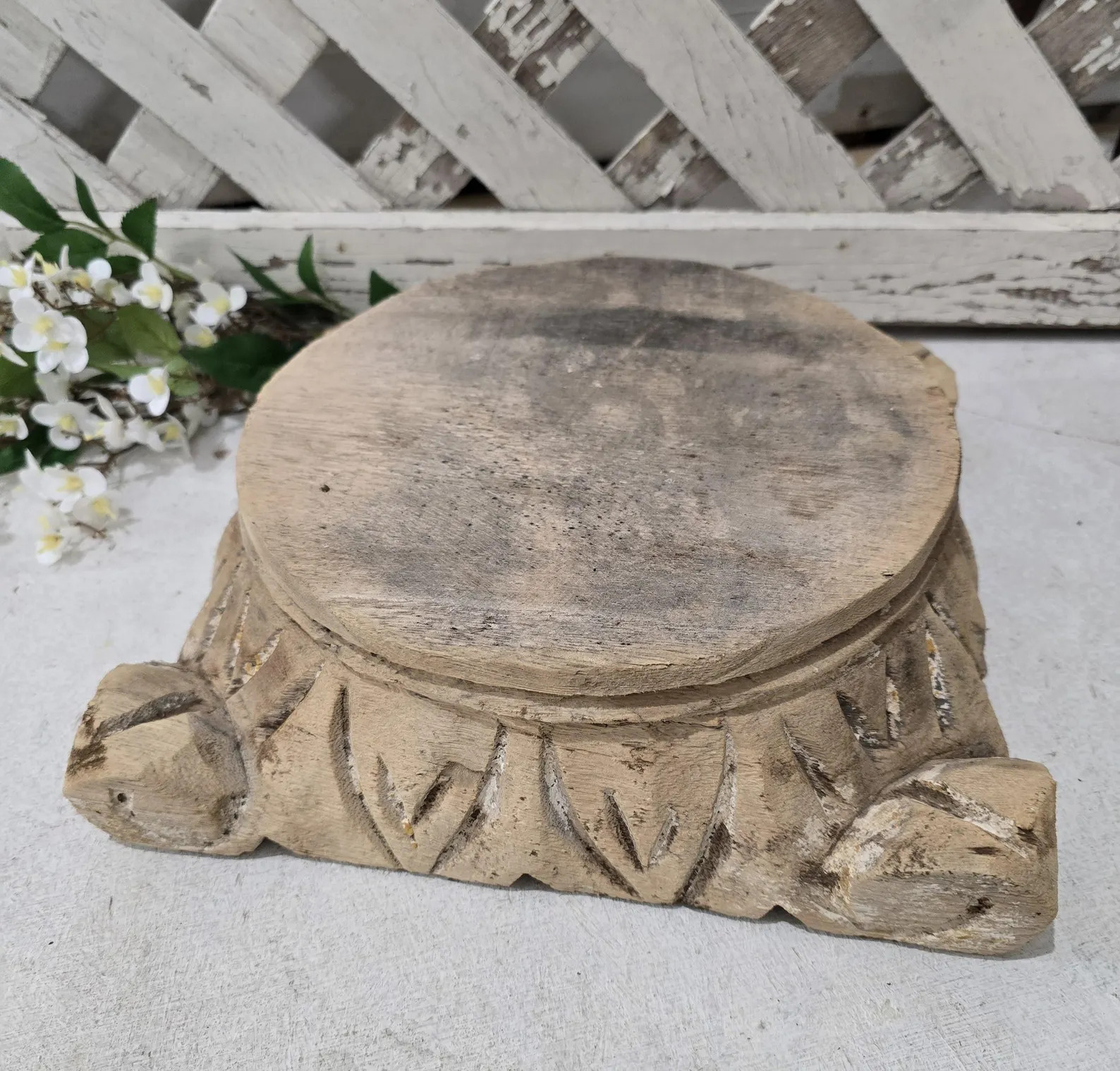 Antique Wood Small Capital Pillar Base Candle Holder Cloche Farmhouse Decor Tabletop Decor - Etsy | Etsy (US)