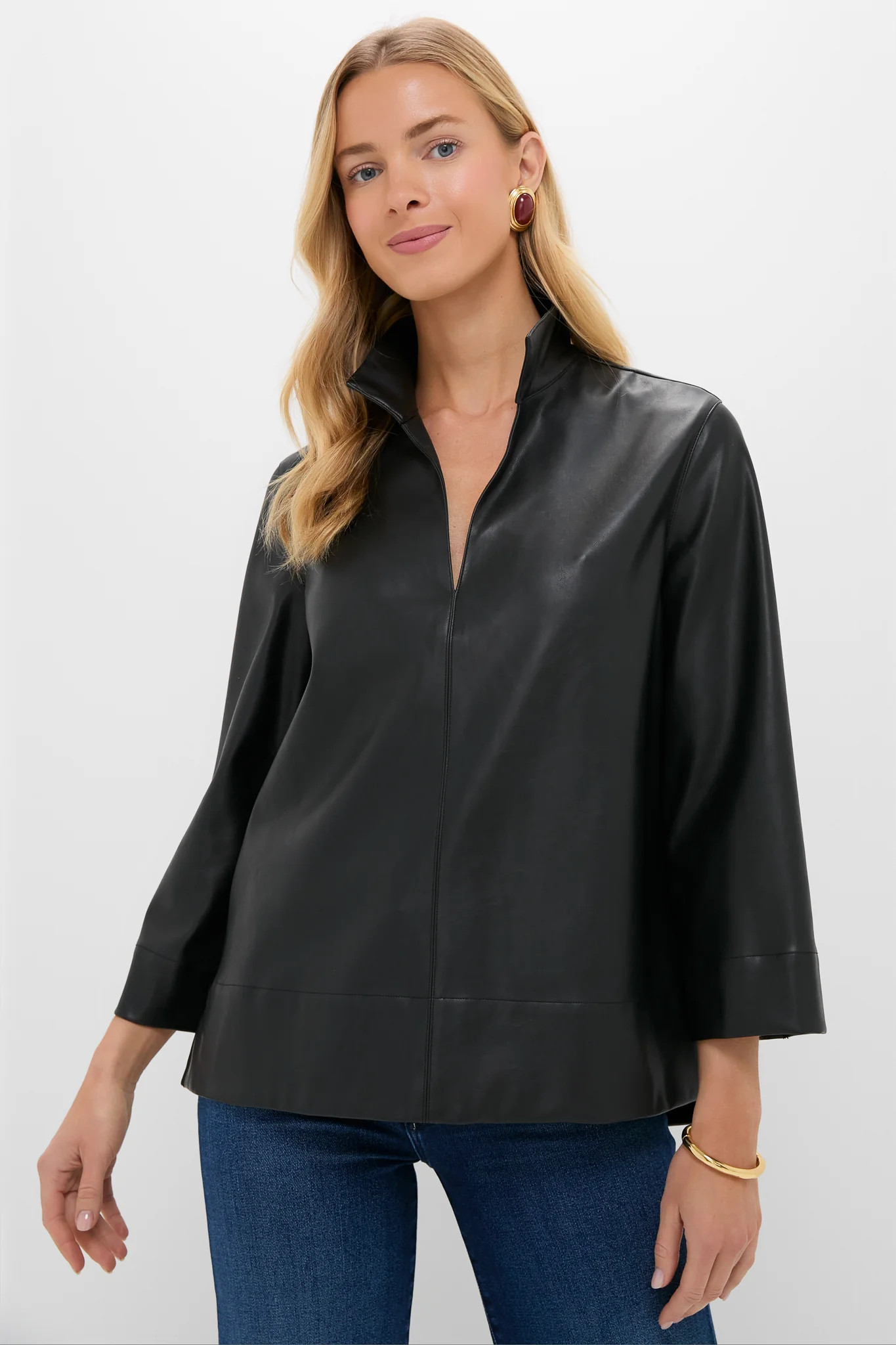 Black Leather Margot Top | Tuckernuck (US)