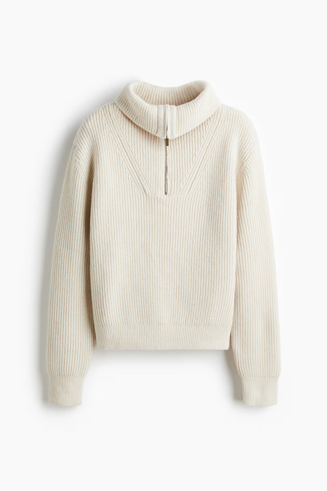 Gerippter Pullover mit Kurzreißverschluss | H&M (DE, AT, CH, NL, FI)