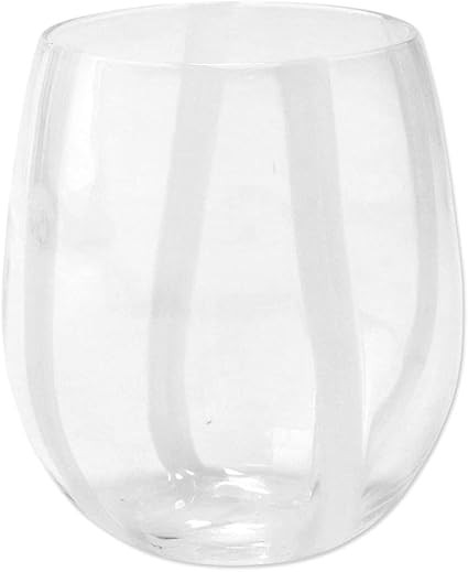 Vietri Stripe White Stemless Wine Glass | Amazon (US)