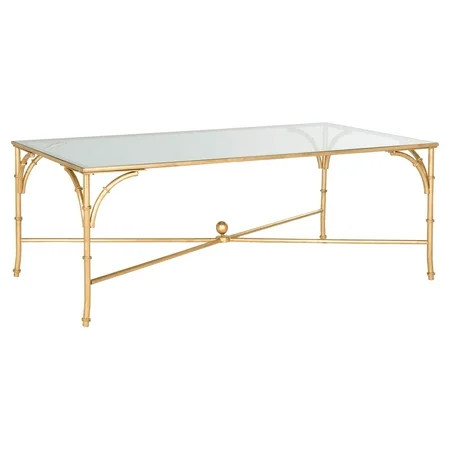 Safavieh Maurice 50" Width Iron Coffee Table, Gold with Glass Top | Walmart (US)