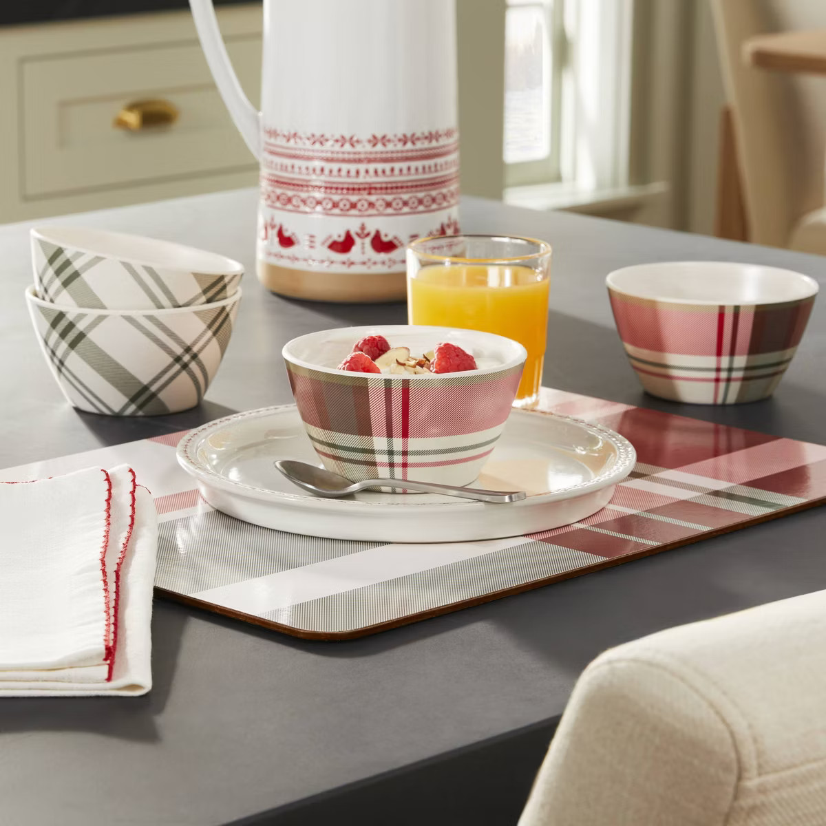 4pk Festive Plaid Melamine Christmas Mini Bowls Red/Green/Cream - Hearth & Hand™ with Magnolia | Target