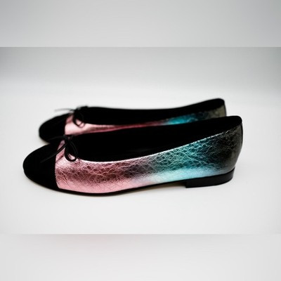 CHANEL rainbow  ombre metallic ballet ballerina flats shoes size 38 8 | eBay US