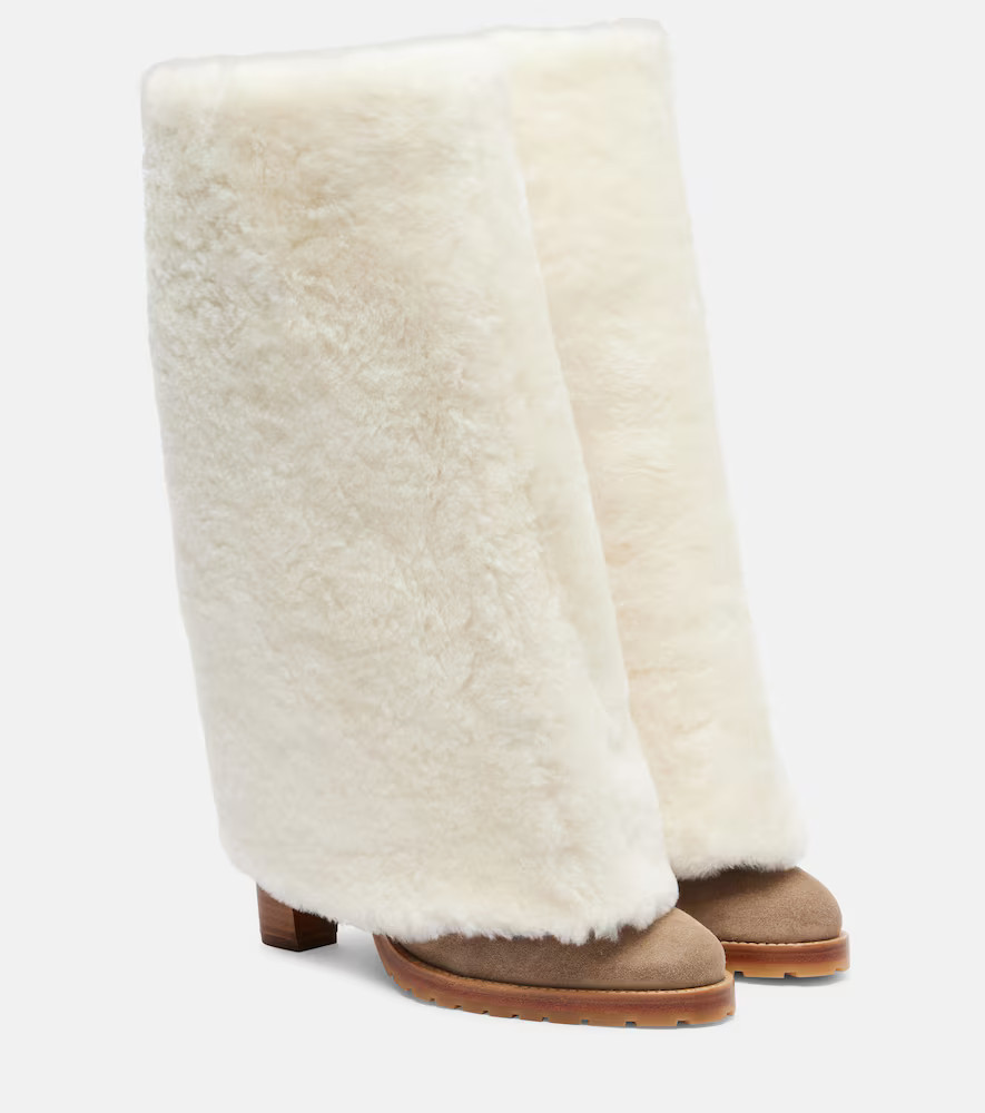 Yves Salomon Shearling and suede knee-high boots | Mytheresa (US/CA)