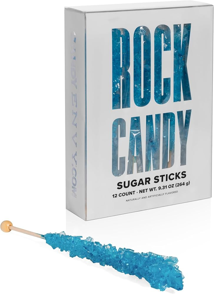 Candy Envy - Blue Rock Candy Sugar Sticks - Blue Raspberry Flavored - 12 Indiv. Wrapped | Amazon (US)