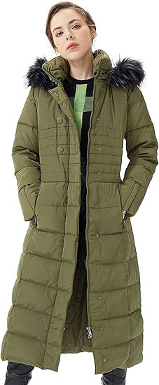 Orolay Women Warm Down Jacket with Hood Fur Long Puffer Coat | Amazon (US)