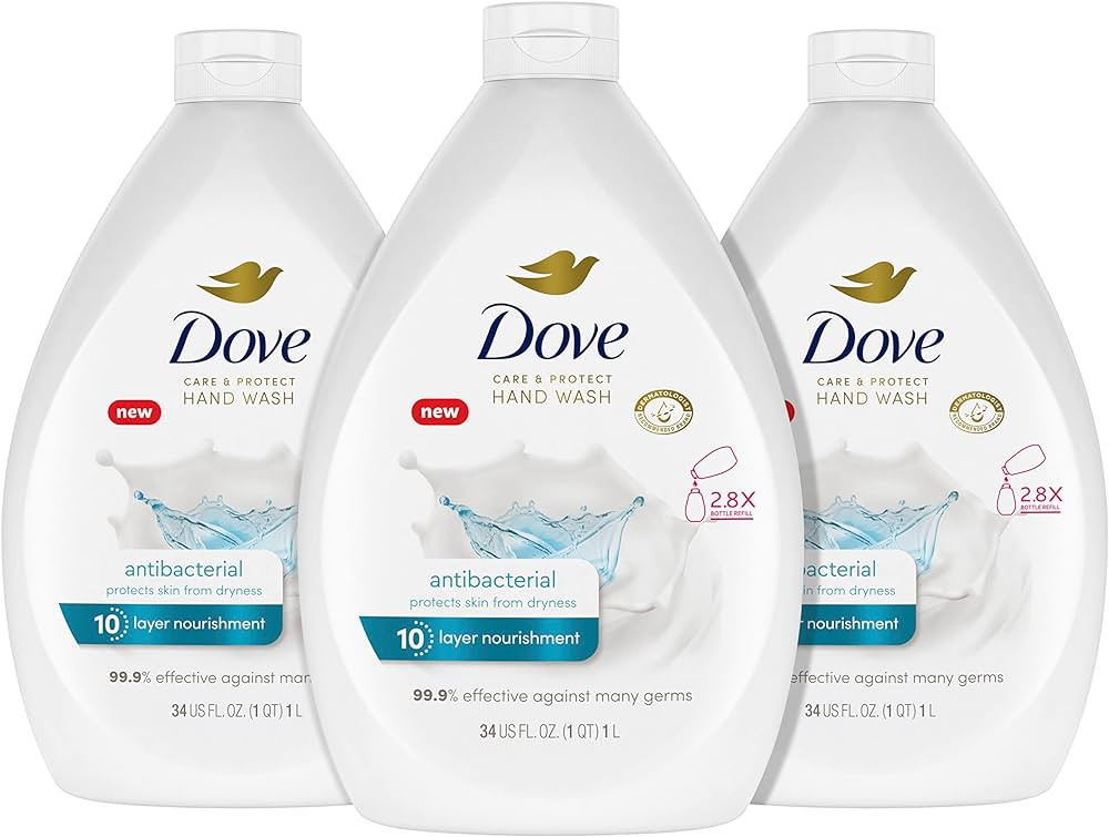 Dove Antibacterial Hand Wash Care & Protect Pack of 3 Protects Skin from Dryness, Moisturizers Mo... | Amazon (US)