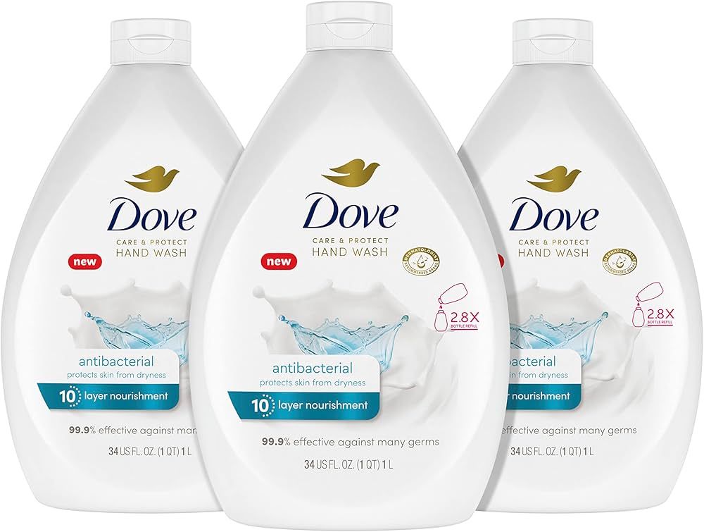 Dove Antibacterial Hand Wash Care & Protect Pack of 3 Protects Skin from Dryness, Moisturizers Mo... | Amazon (US)