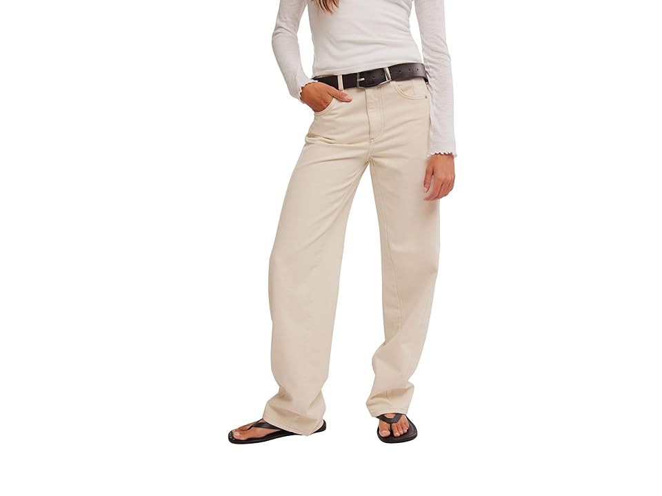 Free People Aster Straight Women's Jeans Cream : 29 26, Cotton/Denim | Zappos