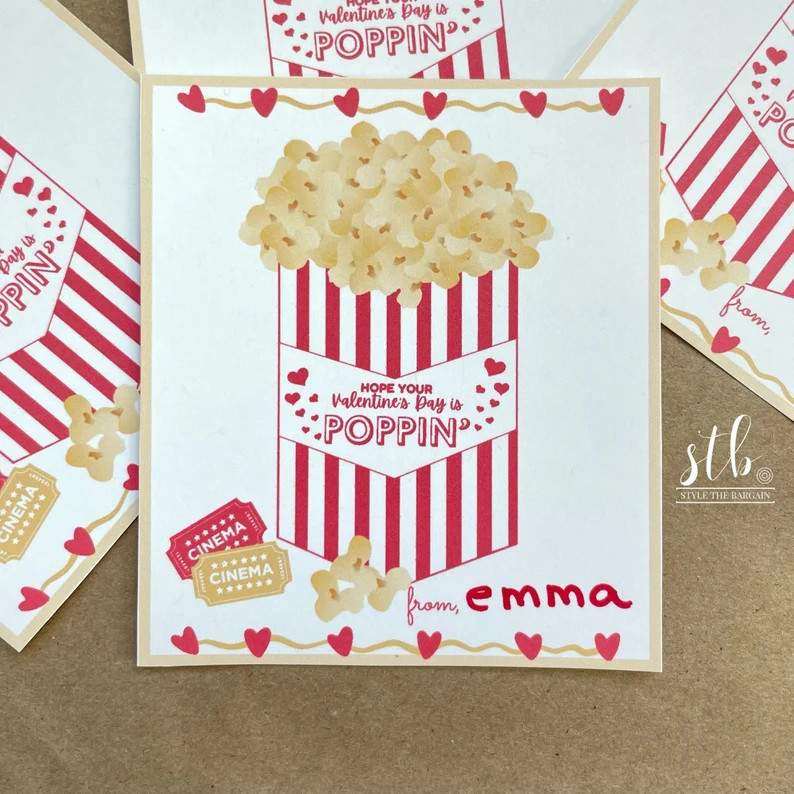 Popcorn Valentine Hope Your Valentine's Day is POPPIN' Valentine Gift Idea Teacher Valentine Gift... | Etsy (US)