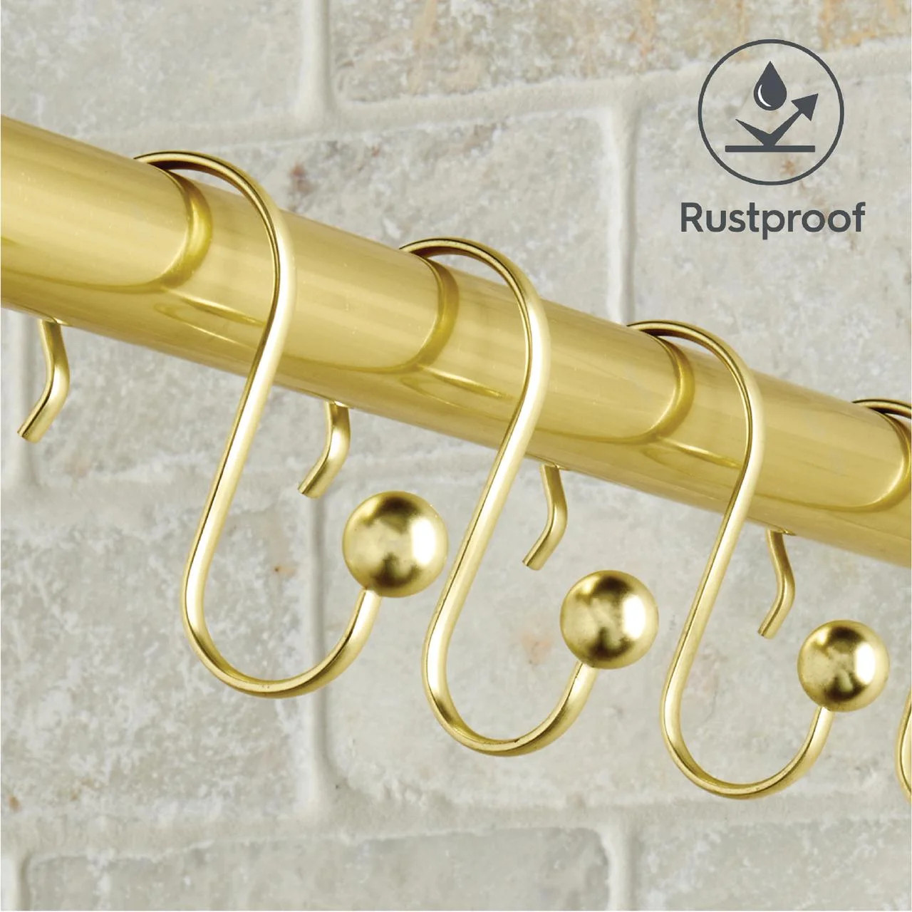 Better Homes & Gardens Plated Brass Ball Rust-Proof Steel Shower Hooks, Set of 12 | Walmart (US)