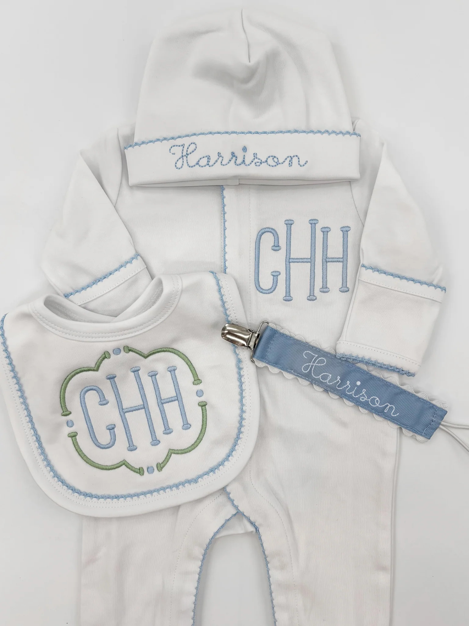 Court Monogram Newborn Boy Coming Home Outfit Bundle | Sarah Slusher Designs