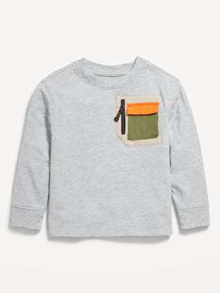 Oversized Long-Sleeve Utility Pocket T-Shirt for Toddler Boys | Old Navy (US)