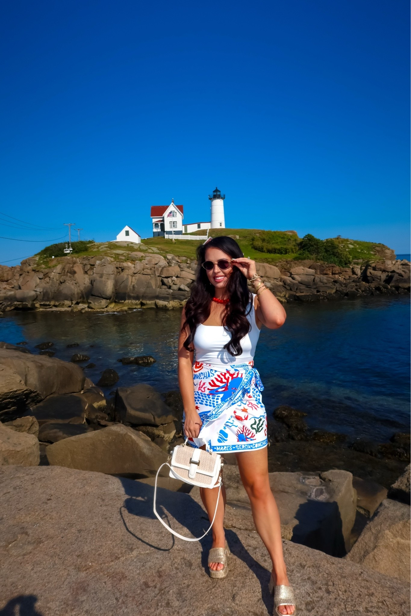 Under $30 Amazon crab and lobster skirt (medium), under $15 white scoop neck top (medium), rattan bag, rattan sandals #founditonamazon

#LTKSaleAlert #LTKmomlife #LTKootd