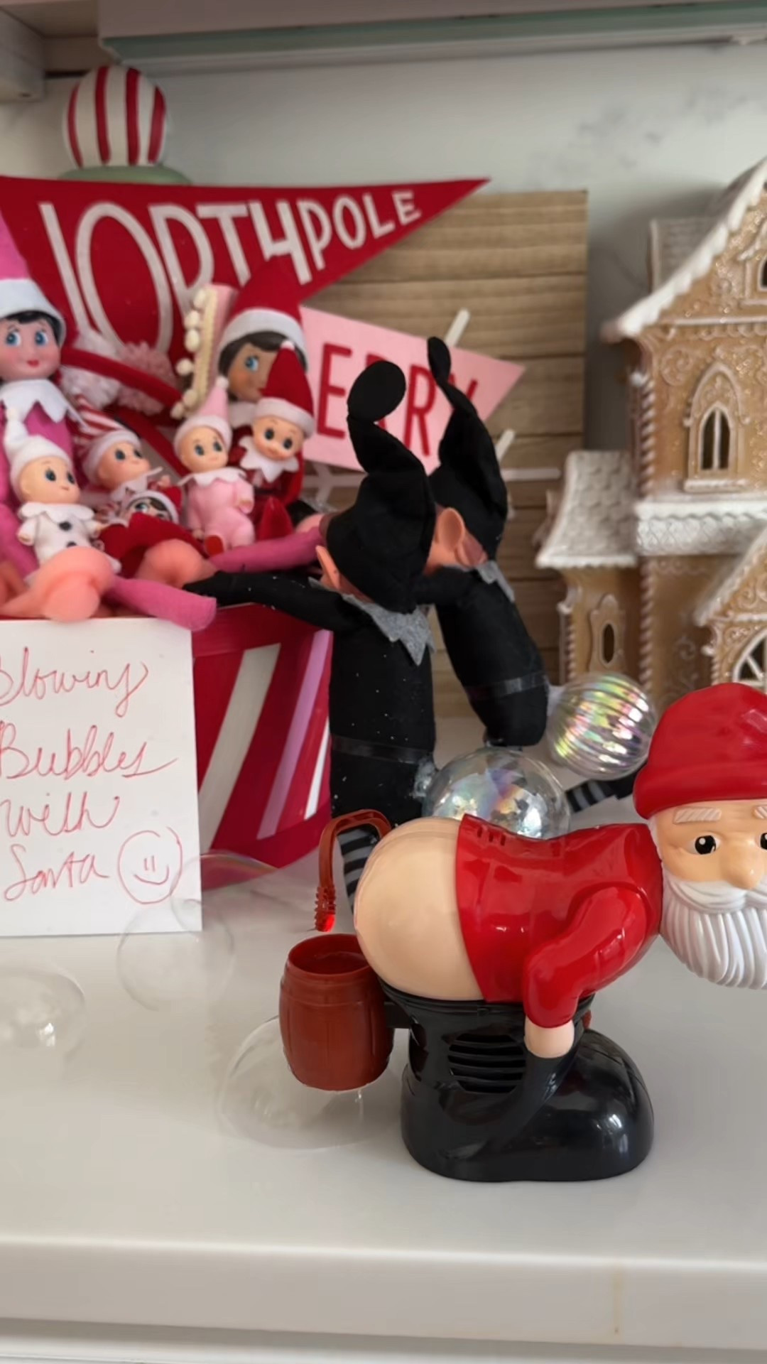 Naughty elves were blowing bubbles with Santa!  🫧  

#LTKSeasonal #LTKdayinmylife #LTKHoliday