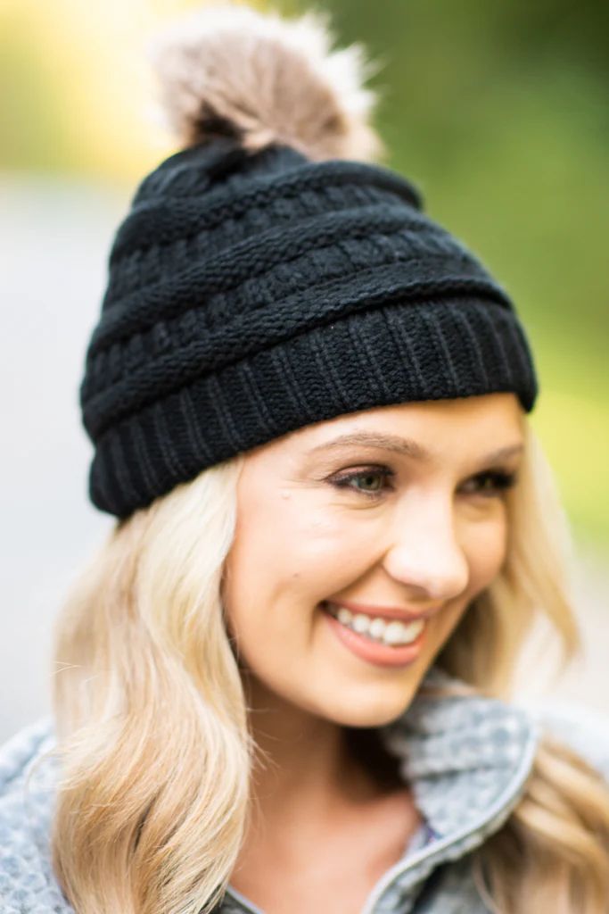 Mountain Moves Black Knit Beanie | The Mint Julep Boutique