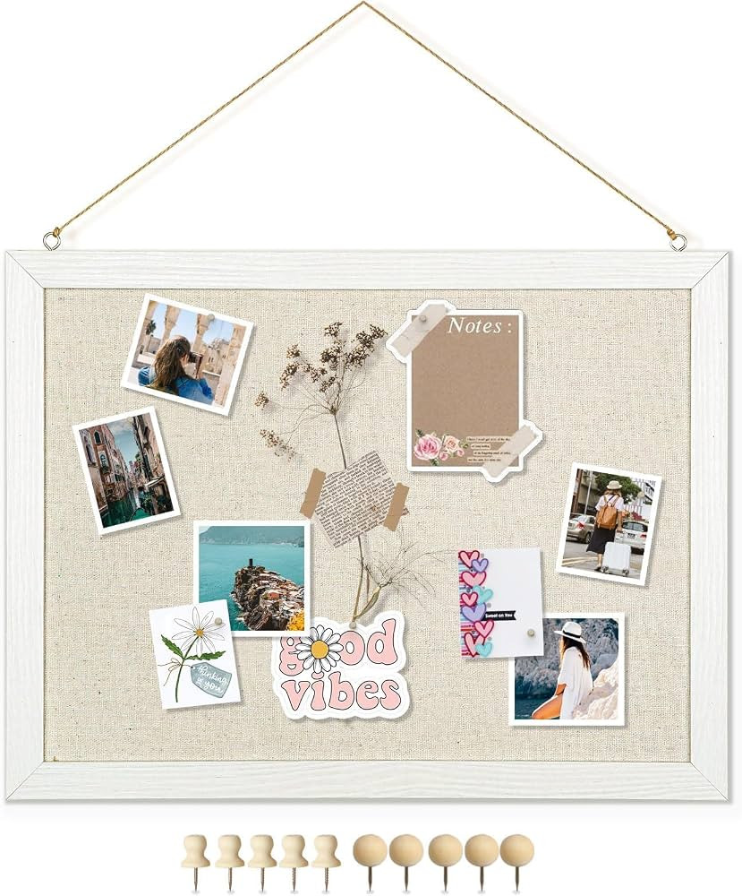 DOLLAR BOSS Bulletin Boards with Linen 1-Pack 16''X 12'' Double-Sided Cork Board for Walls Wood F... | Amazon (US)