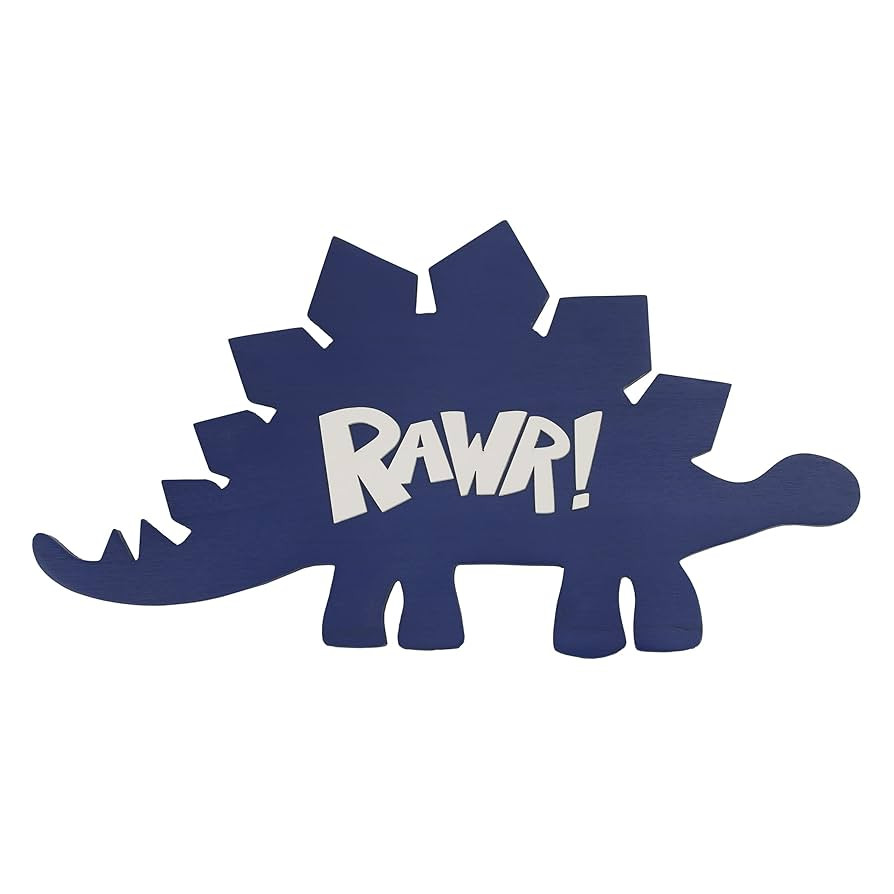 Little Love by NoJo Dinosaur Shaped Rawr Blue and White Wood Wall Décor | Amazon (US)