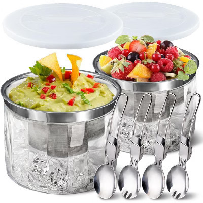 Aoibox Chilled Dip Bowl Set with Lid, 2-Pack Ice Serving Bowls for Hummus, Salsa, Guacamole, Sauces, Pasta, Perfect for Parties & Gatherings | Target